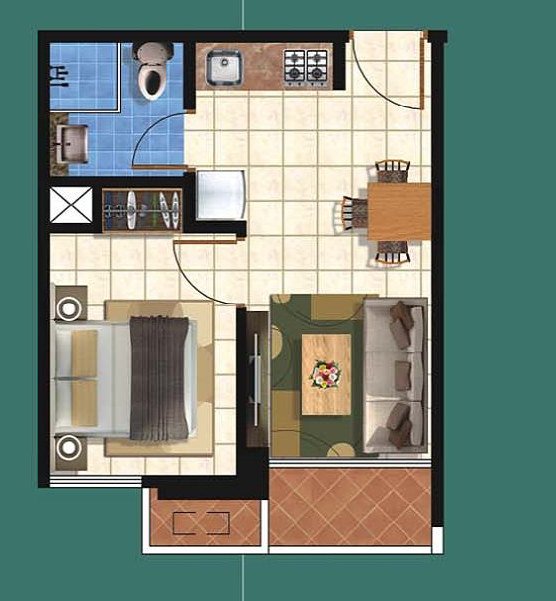 Denah 1BR Apartment – Taman Anggrek Residences