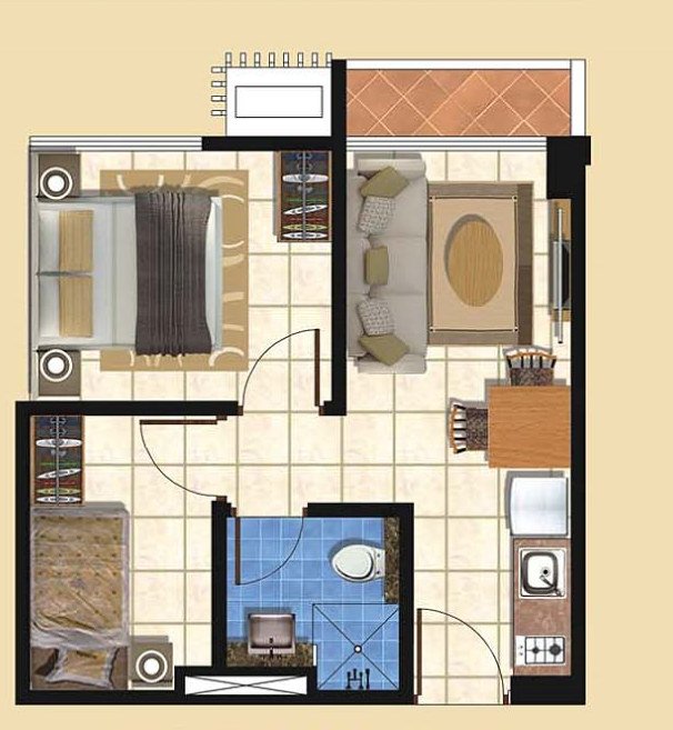 户型图 2BR Apartment – Taman Anggrek Residences