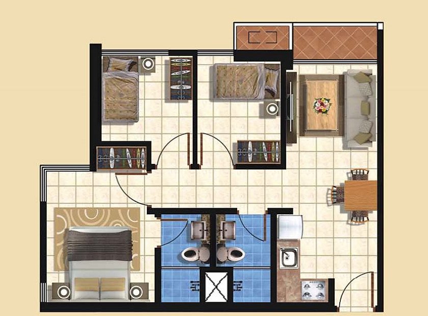 户型图 3BR Apartment – Taman Anggrek Residences