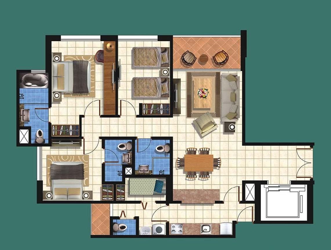 Denah 3BR Condominium – Taman Anggrek Residences